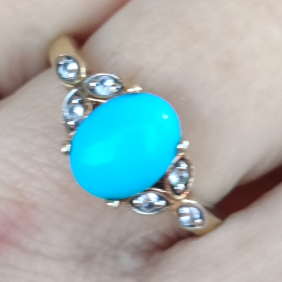 14k Over Sterling Sleeping Beauty Turquoise Ring - Picture 3 of 8